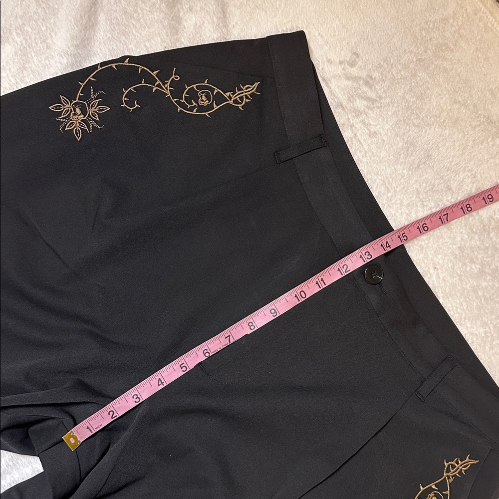 Nwt Disturbia High Rise Embroidered Tapered Tailored Trousers Dark Goth 16 Black - Picture 8 of 10